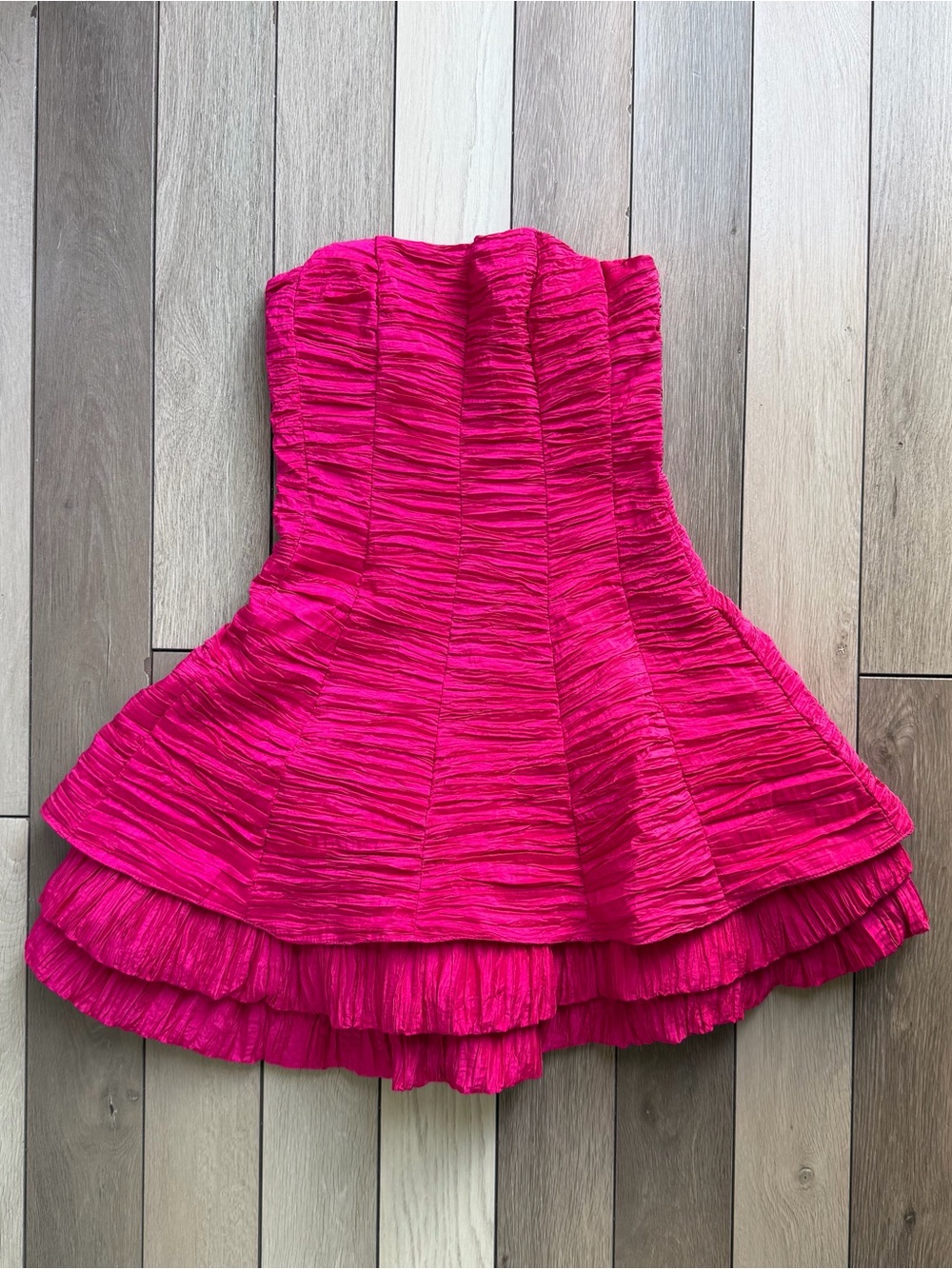 Dancing Queen Strapless Peplum Mini Dress in Hot Pink